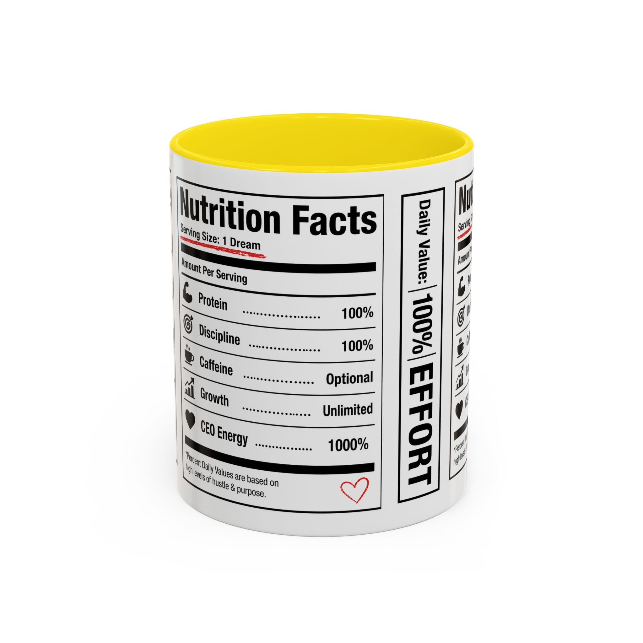 Entrepreneur Nutrition Facts Accent Coffee Mug | CEO Motivation Coffee Cup (11oz, 15oz)