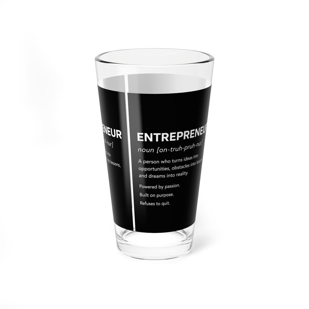 Entrepreneur Definition Mixing Glass | 16oz Motivational Pint Glass | Small Business Owner Gift | Business Owner Drinkware