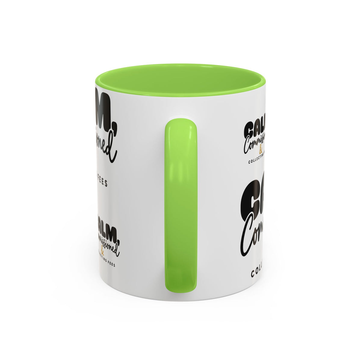 Calm, Commissioned & Collecting Fees Accent Coffee Mug — Notary Public Gift