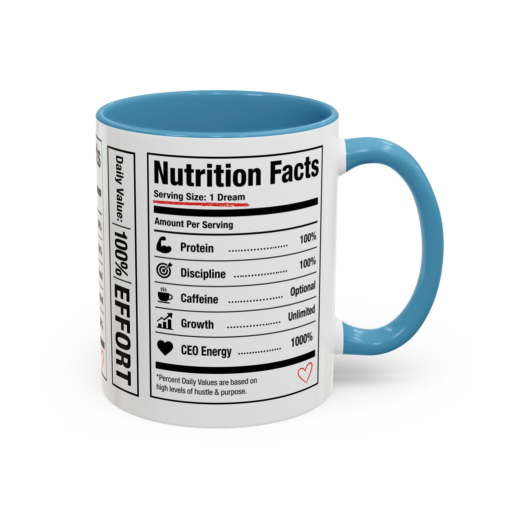 Entrepreneur Nutrition Facts Accent Coffee Mug | CEO Motivation Coffee Cup (11oz, 15oz)