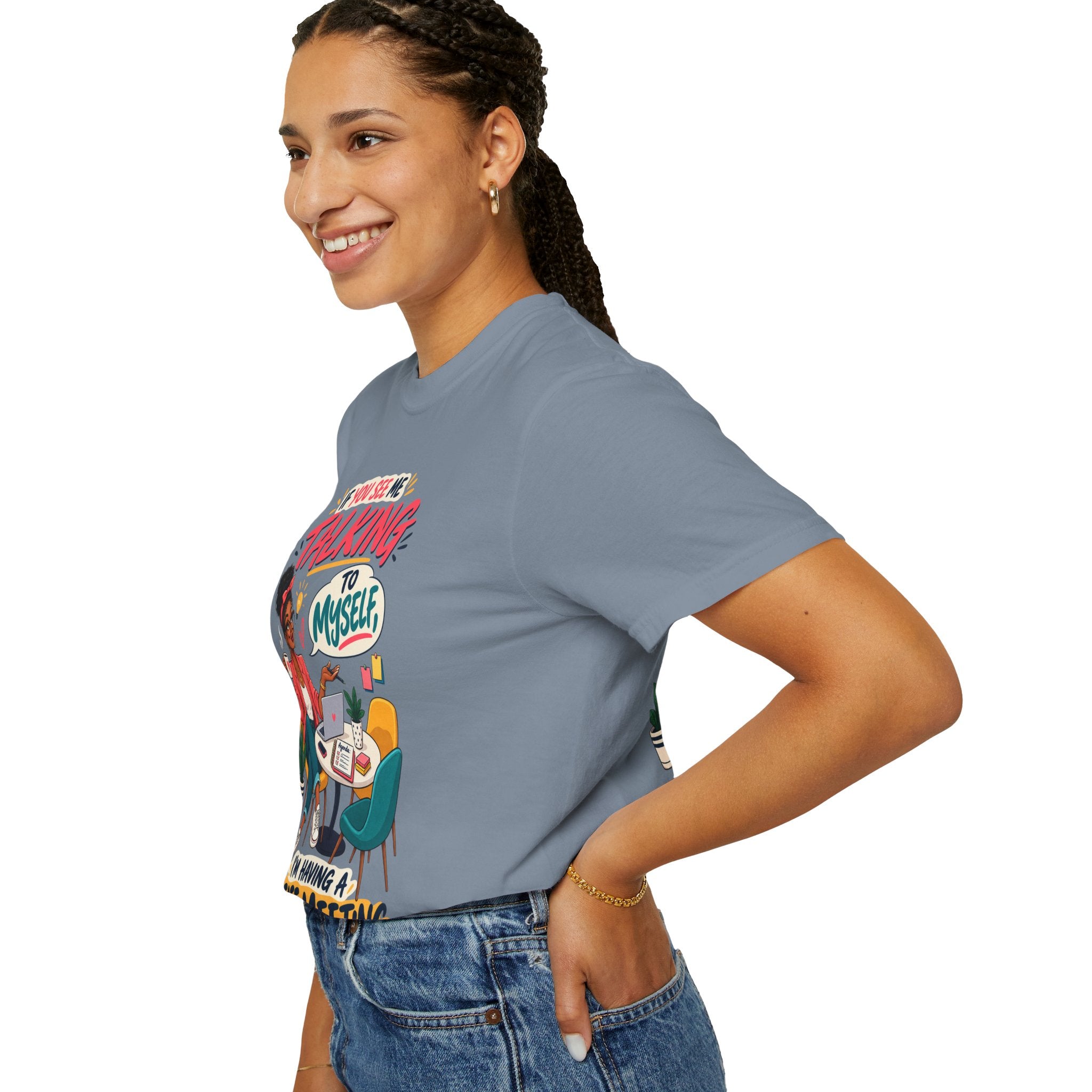 Funny Small Business Owner T-Shirt — “If You See Me Talking to Myself” Staff Meeting Graphic Tee