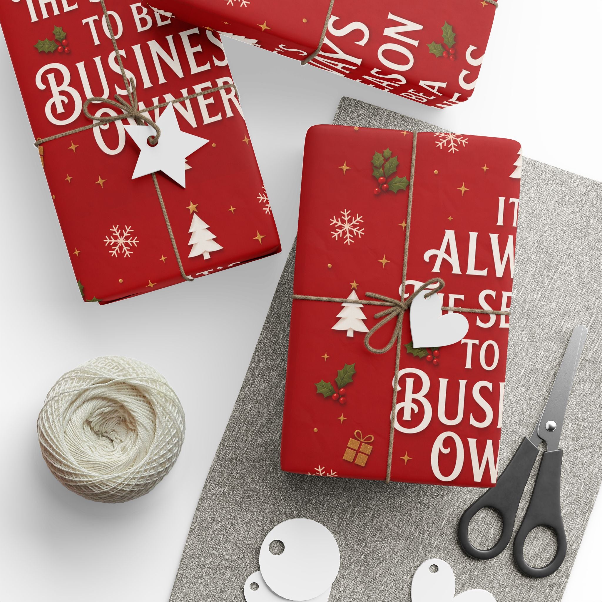 🎄 It’s Always the Season to Be a Business Owner Wrapping Paper – Red Holiday Entrepreneur Gift Wrap 🎁