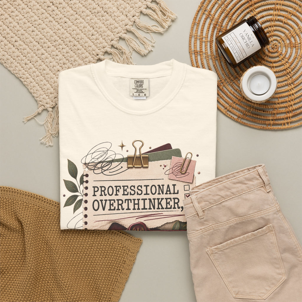 Professional Overthinker Part-Time CEO T-Shirt | Funny Small Business Owner Graphic Tee | Entrepreneur Gift | Garment-Dyed Shirt