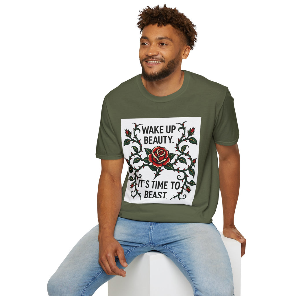 Wake Up Beauty, It’s Time to Beast Tee — Rose & Thorn Graphic Shirt