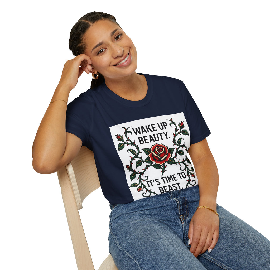 Wake Up Beauty, It’s Time to Beast Tee — Rose & Thorn Graphic Shirt