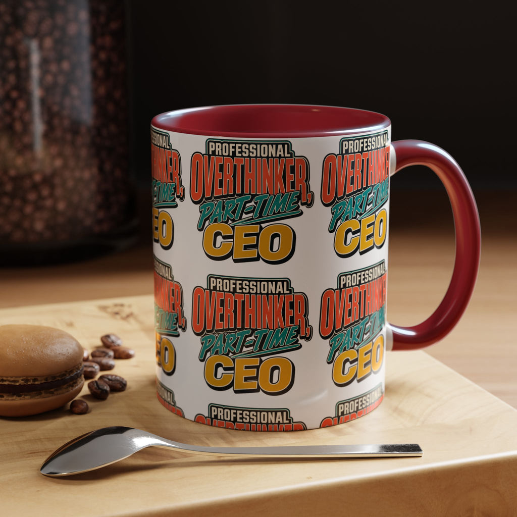 Professional Overthinker Part-Time CEO Mug | Funny Small Business Owner Coffee Cup | Entrepreneur and Side-Hustle Gift