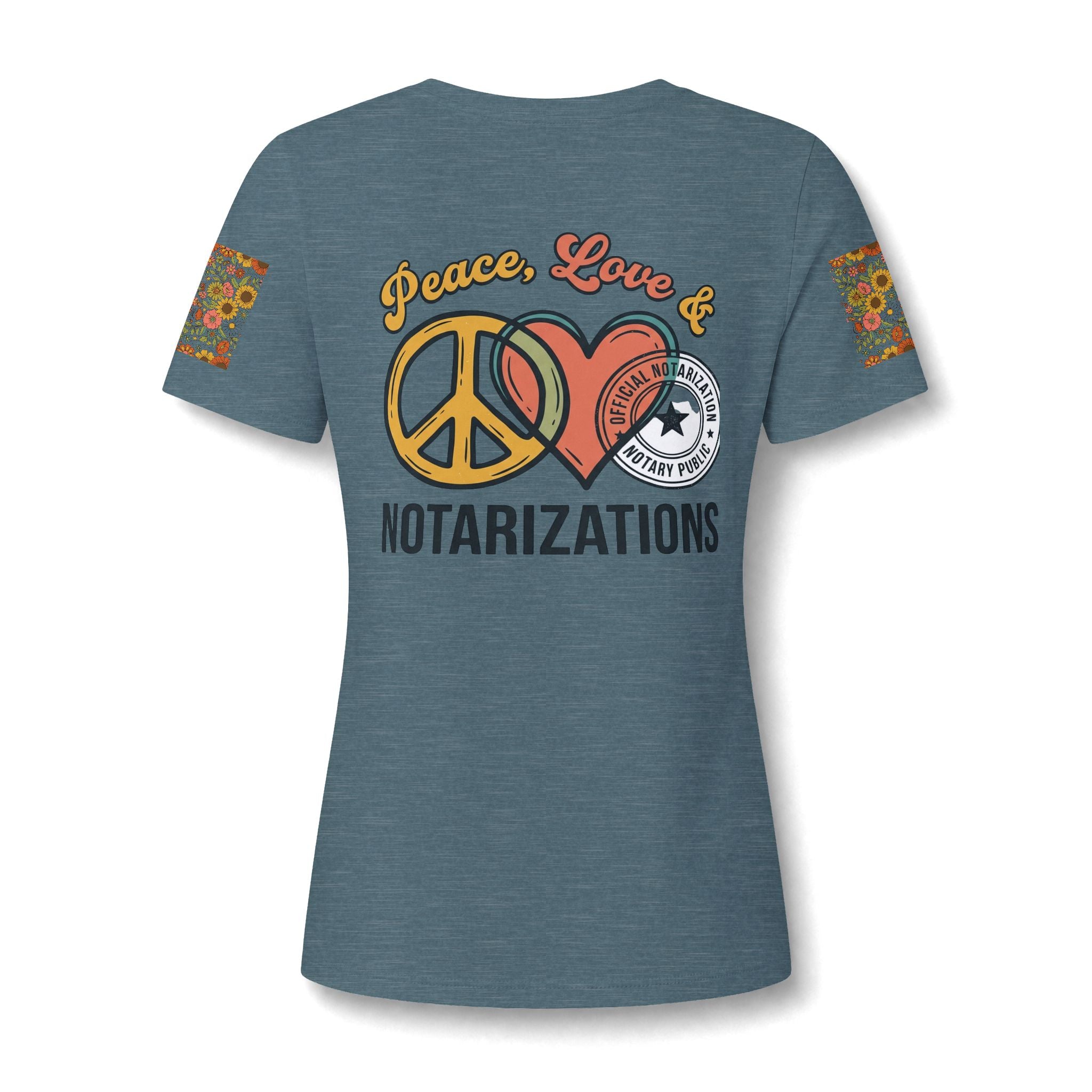 Peace, Love & Notarizations Women's Relaxed V-Neck Tee ☮️❤️🖋️