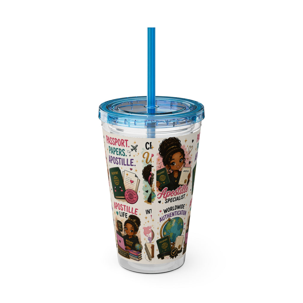16 oz Acrylic Tumbler – Apostille Specialist Travel Collection | Double-Wall Notary Cup with Straw