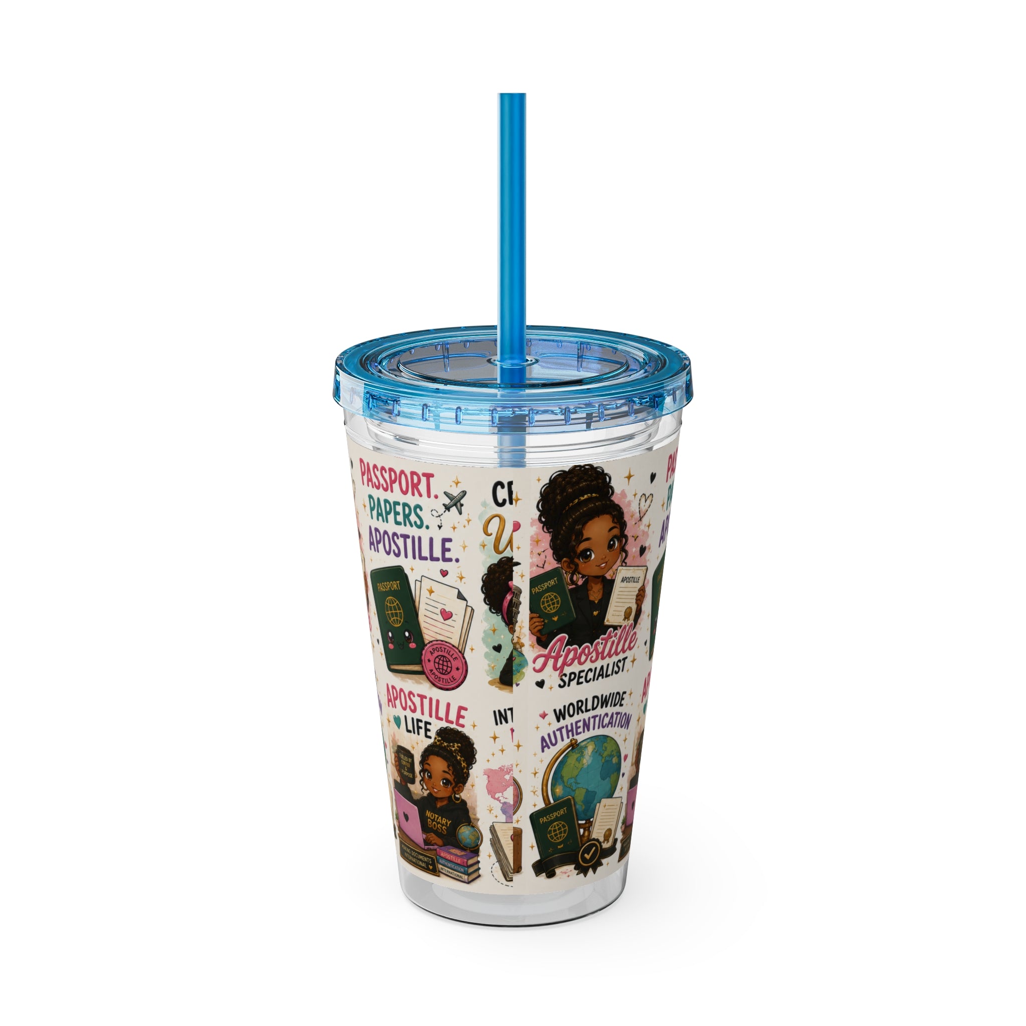 16 oz Acrylic Tumbler – Apostille Specialist Travel Collection | Double-Wall Notary Cup with Straw