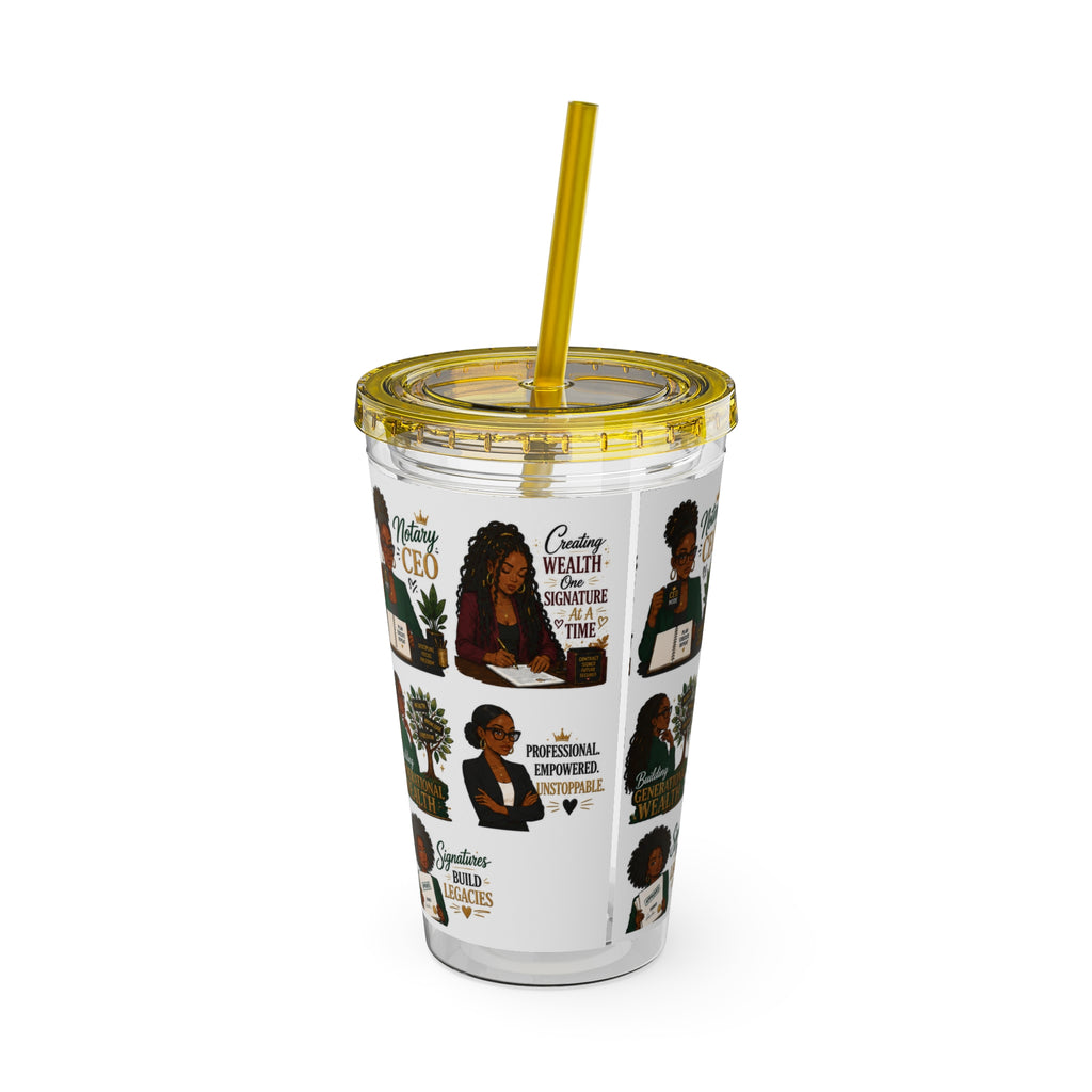 16 oz Acrylic Tumbler – Black Girl Business Energy Collection | Double-Wall Entrepreneur Cup with Straw