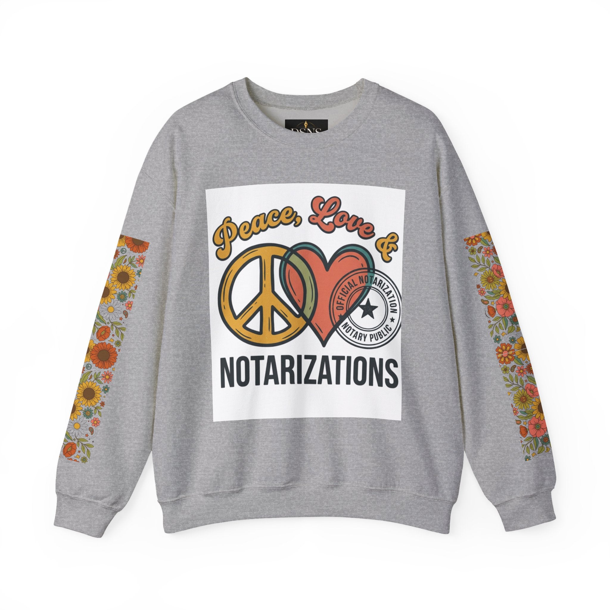 Peace, Love & Notarizations Cozy  Crewneck Sweatshirt ☮️❤️🖋️