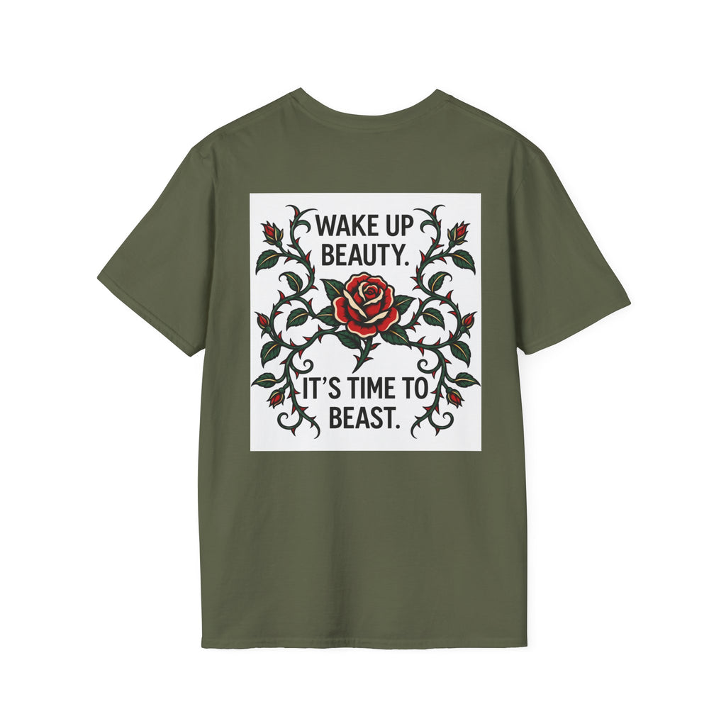 Wake Up Beauty, It’s Time to Beast Tee — Rose & Thorn Graphic Shirt