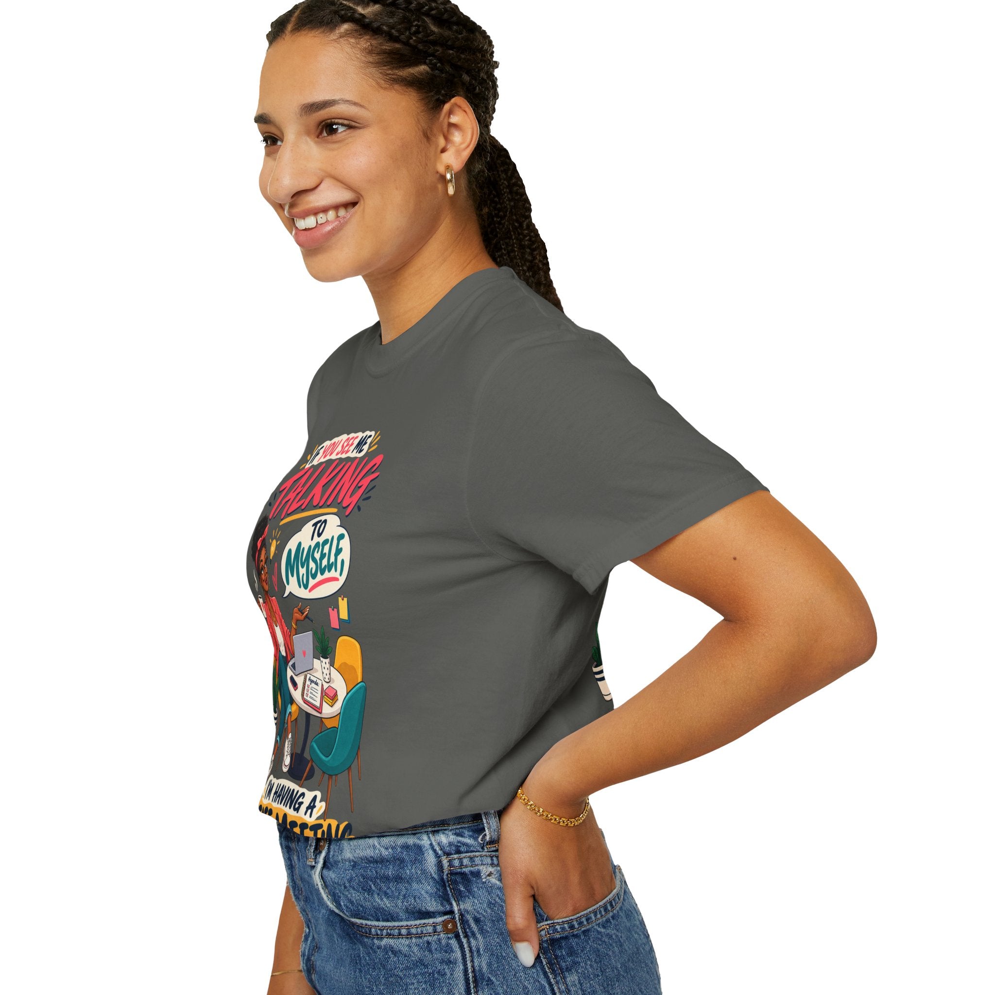 Funny Small Business Owner T-Shirt — “If You See Me Talking to Myself” Staff Meeting Graphic Tee
