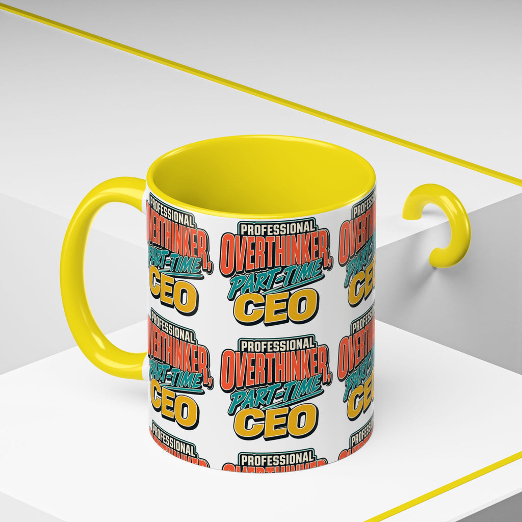 Professional Overthinker Part-Time CEO Mug | Funny Small Business Owner Coffee Cup | Entrepreneur and Side-Hustle Gift