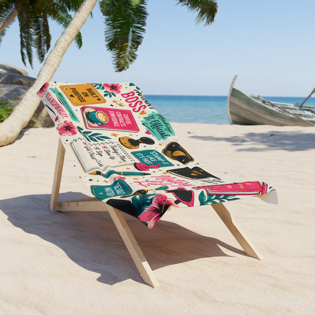 Colorful Notary Life Beach Towel | Notary Public Gift | Tropical Summer Pool & Beach Towel