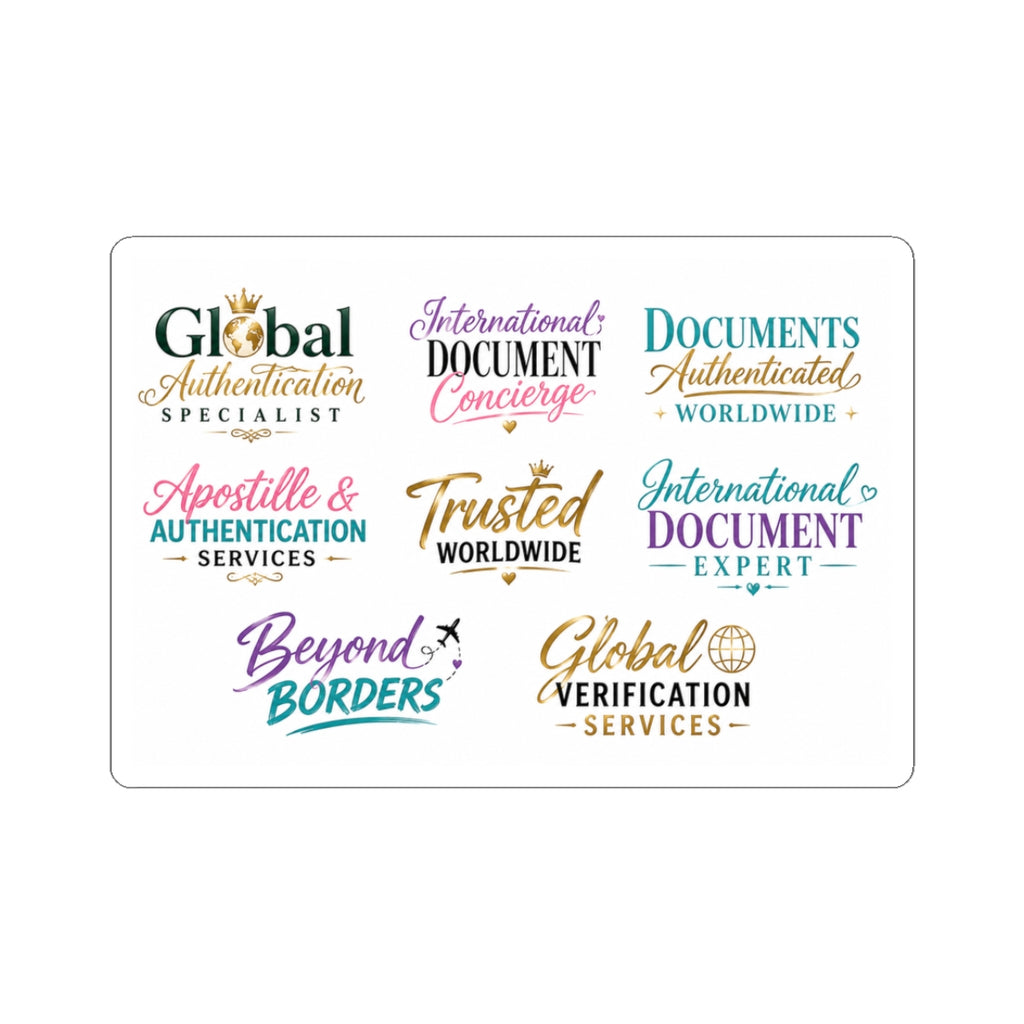 🌍 Professional Collection | International Document & Apostille Typography Stickers