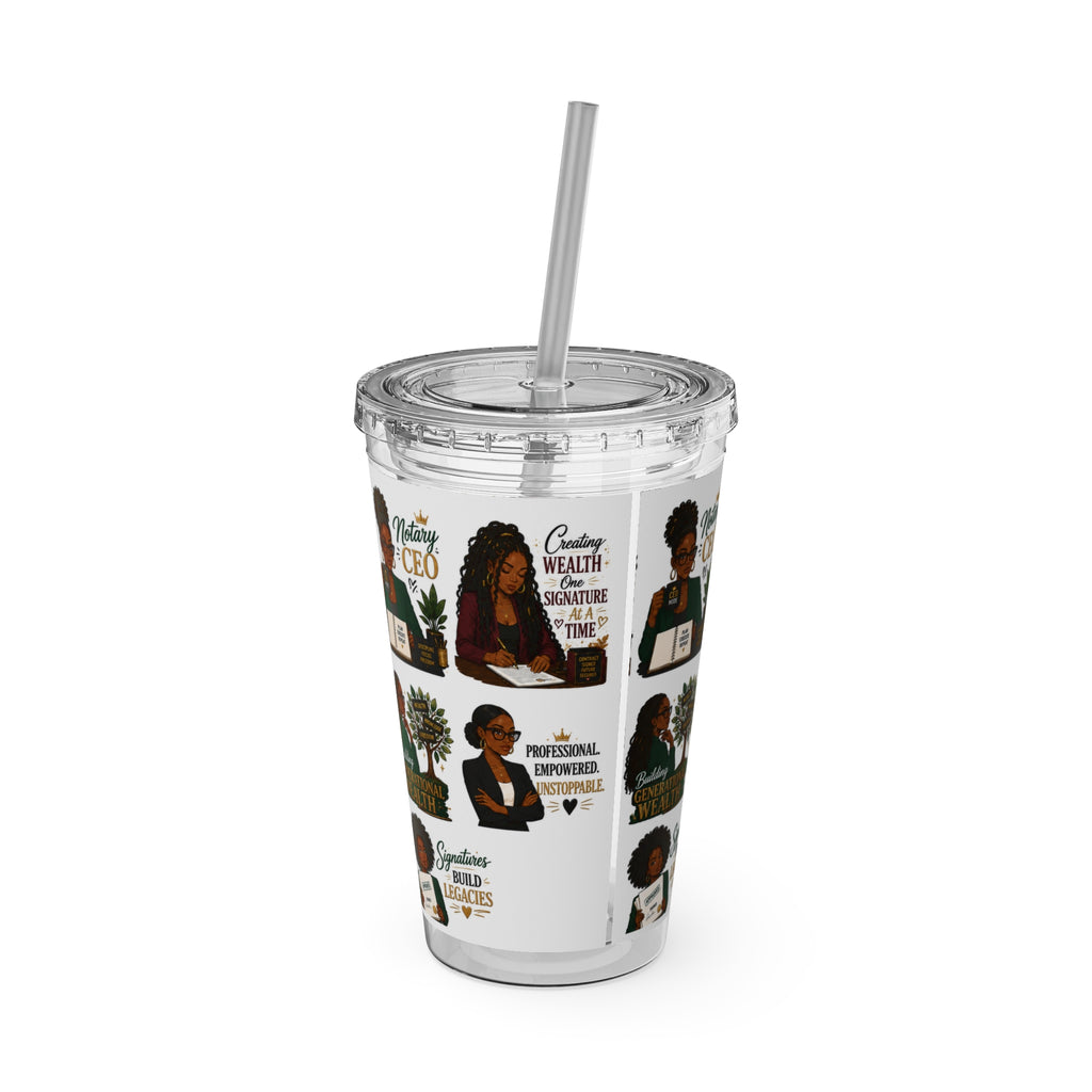16 oz Acrylic Tumbler – Black Girl Business Energy Collection | Double-Wall Entrepreneur Cup with Straw