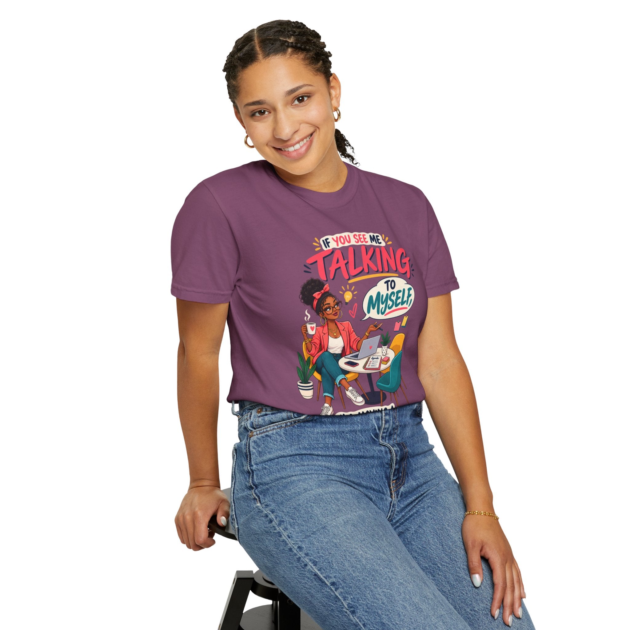Funny Small Business Owner T-Shirt — “If You See Me Talking to Myself” Staff Meeting Graphic Tee