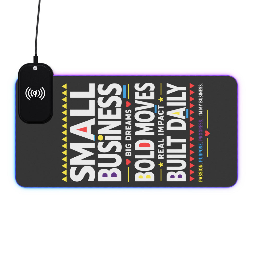 Small Business Bold Moves LED Wireless Charging Mouse Pad | RGB Desk Mat