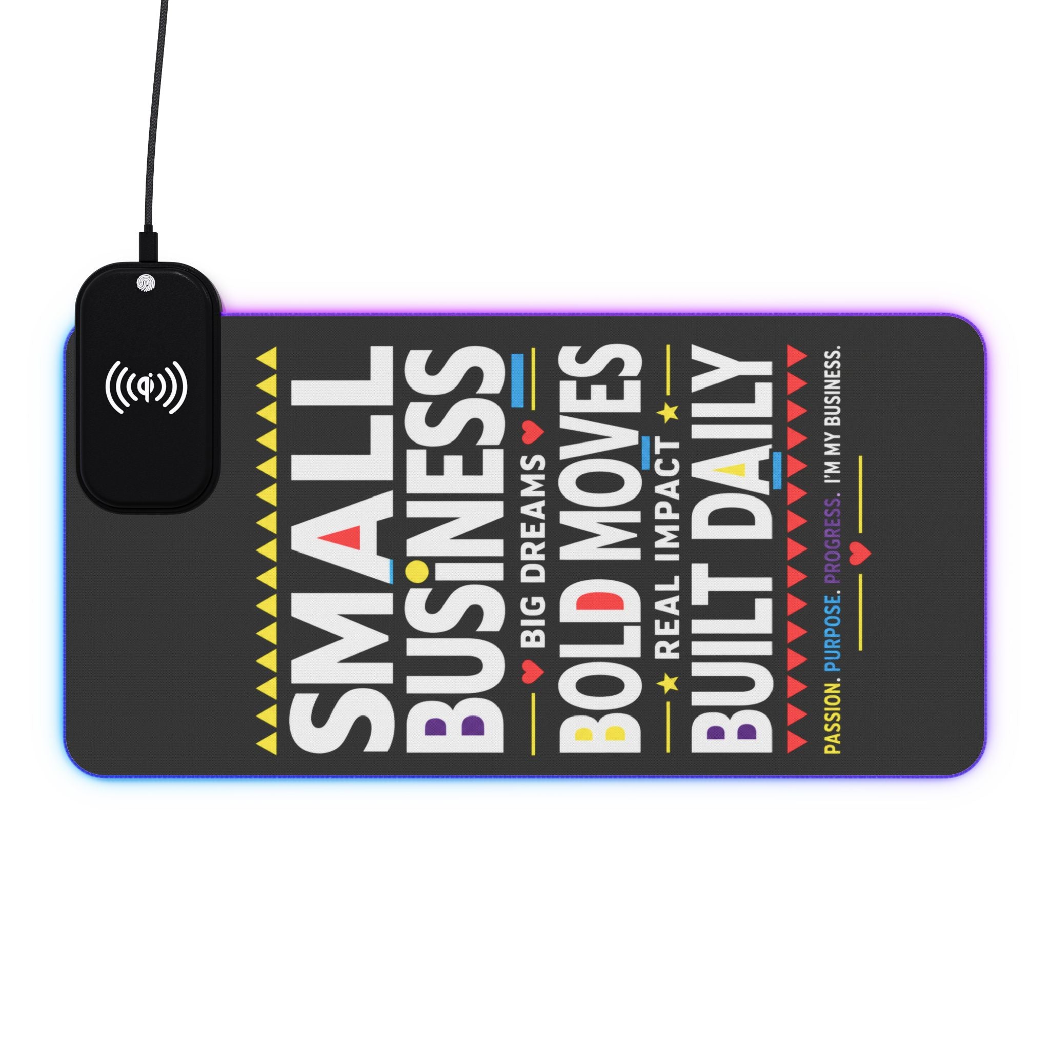 Small Business Bold Moves LED Wireless Charging Mouse Pad | RGB Desk Mat