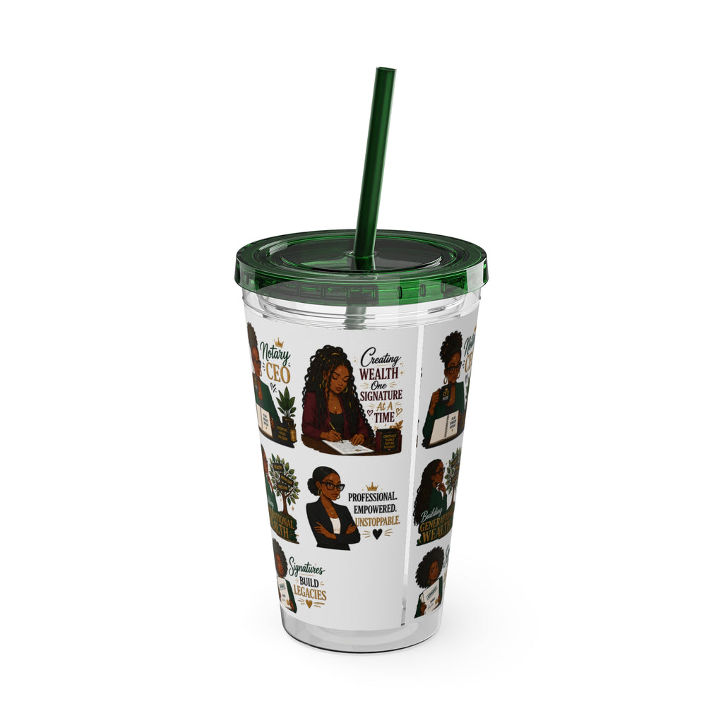 16 oz Acrylic Tumbler – Black Girl Business Energy Collection | Double-Wall Entrepreneur Cup with Straw