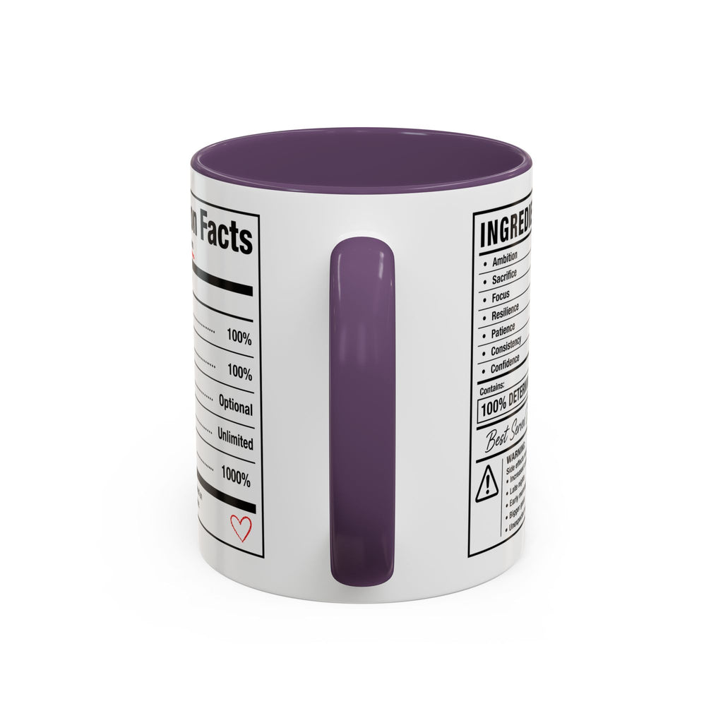 Entrepreneur Nutrition Facts Accent Coffee Mug | CEO Motivation Coffee Cup (11oz, 15oz)