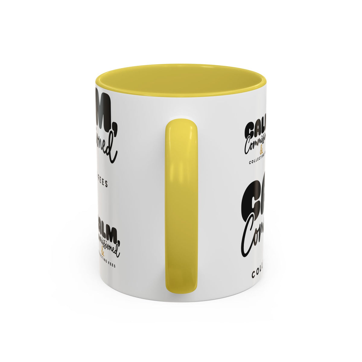 Calm, Commissioned & Collecting Fees Accent Coffee Mug — Notary Public Gift