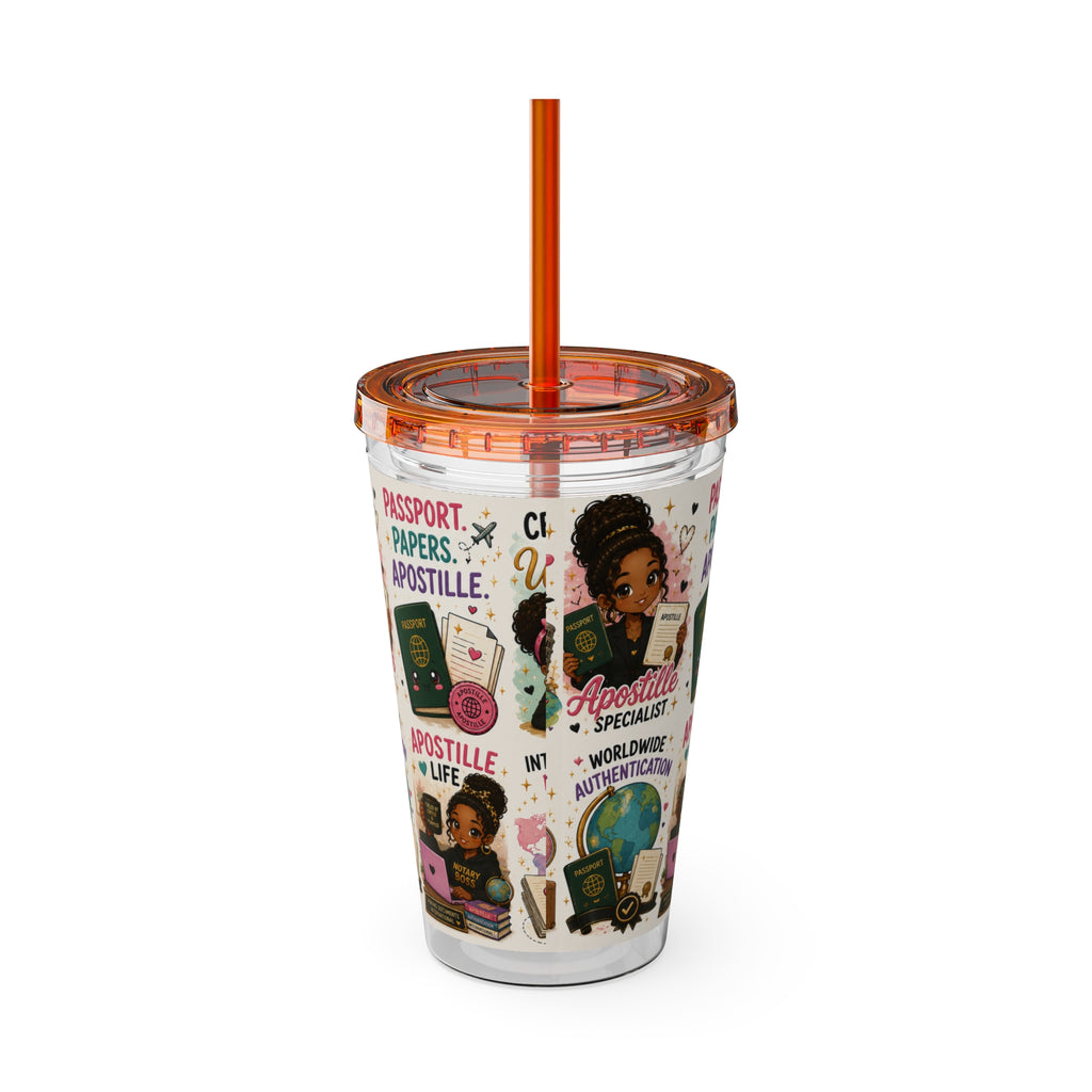 16 oz Acrylic Tumbler – Apostille Specialist Travel Collection | Double-Wall Notary Cup with Straw