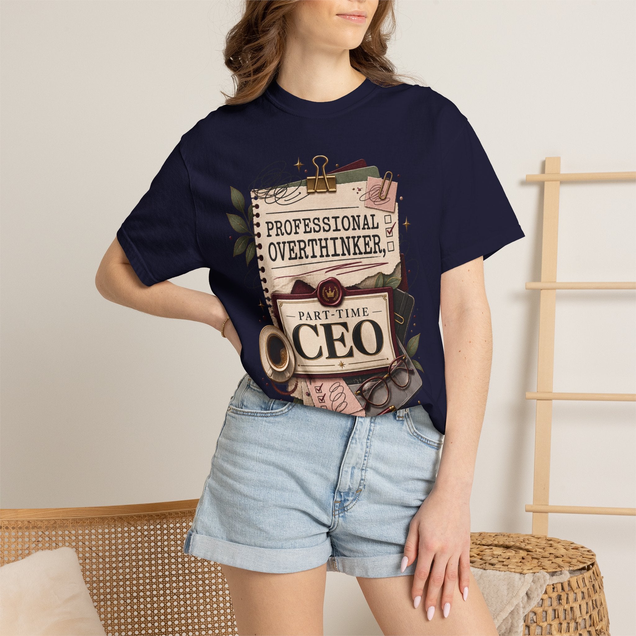 Professional Overthinker Part-Time CEO T-Shirt | Funny Small Business Owner Graphic Tee | Entrepreneur Gift | Garment-Dyed Shirt