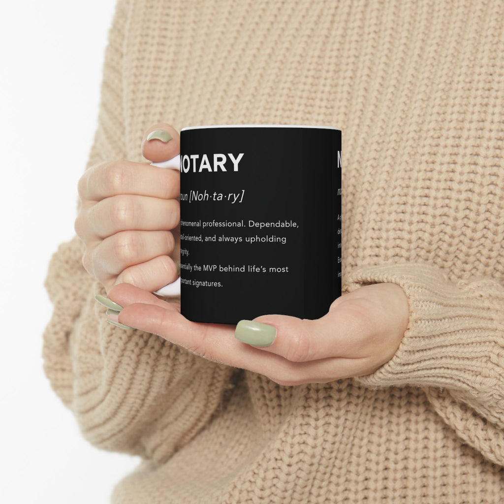 ☕ Notary Definition Coffee Mug | Minimalist Notary Mug | Notary Public Gift | Loan Signing Agent Coffee Cup | 11oz & 15oz Ceramic Mug