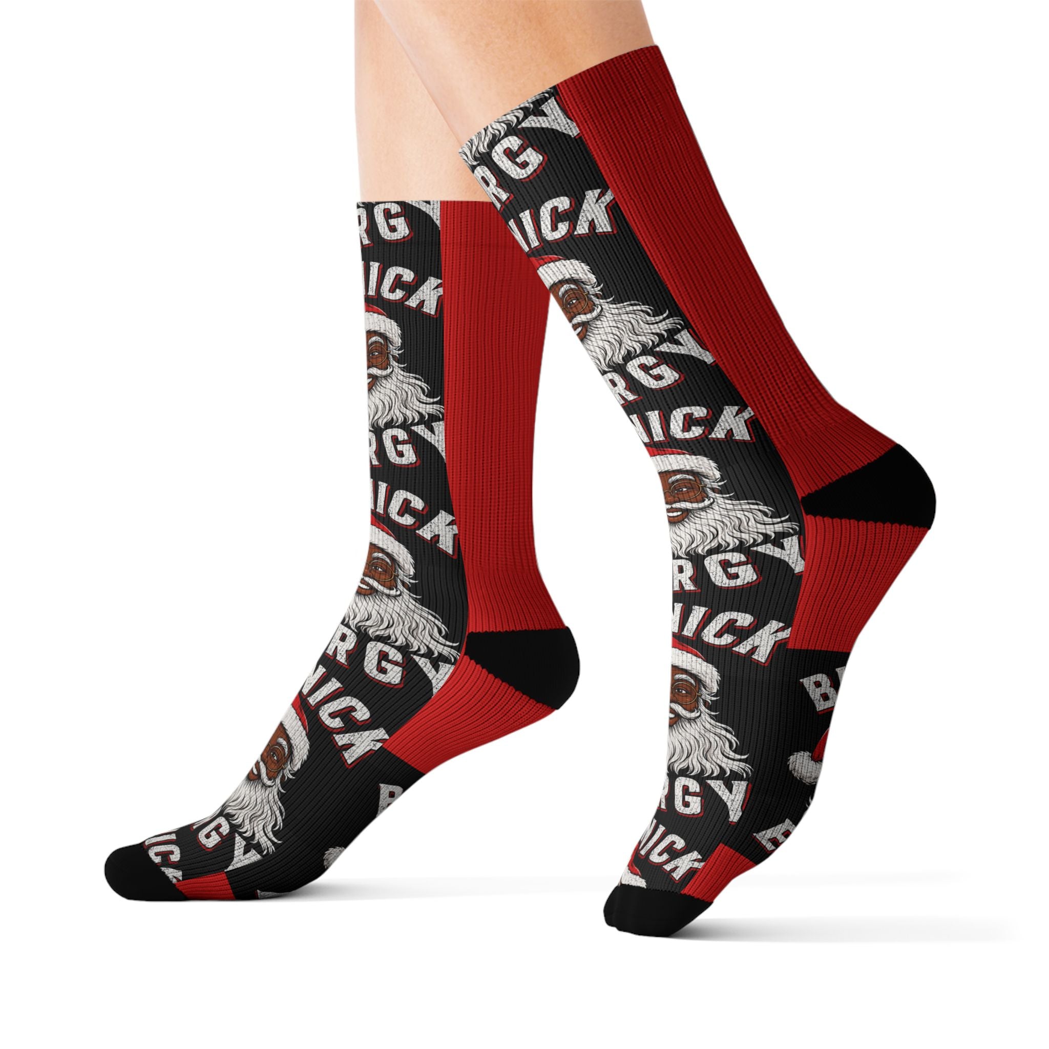Big Nick Energy Christmas Socks | Funny Santa Holiday Crew Socks | Festive Stocking Stuffer