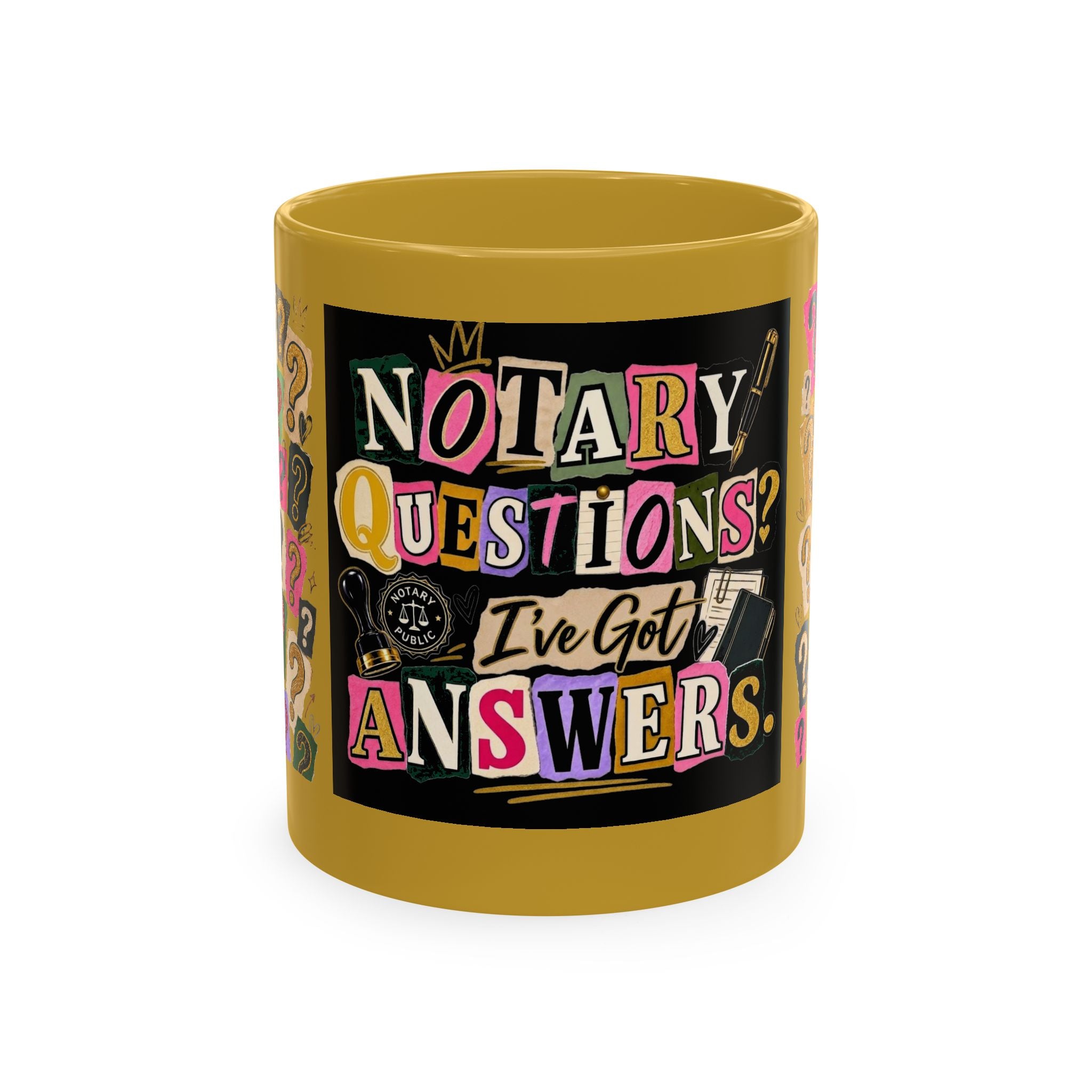 Notary Questions? I’ve Got Answers Ceramic Mug — Colorful Notary Public Coffee Cup