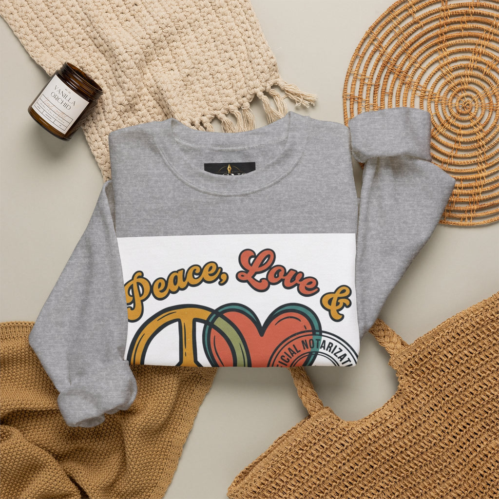 Peace, Love & Notarizations Cozy  Crewneck Sweatshirt ☮️❤️🖋️