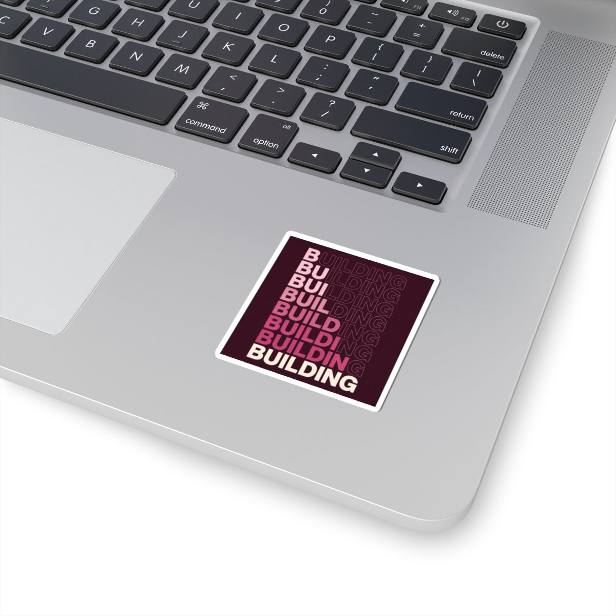 BUILDING Sticker — Pink & Burgundy Small Business Kiss-Cut Sticker