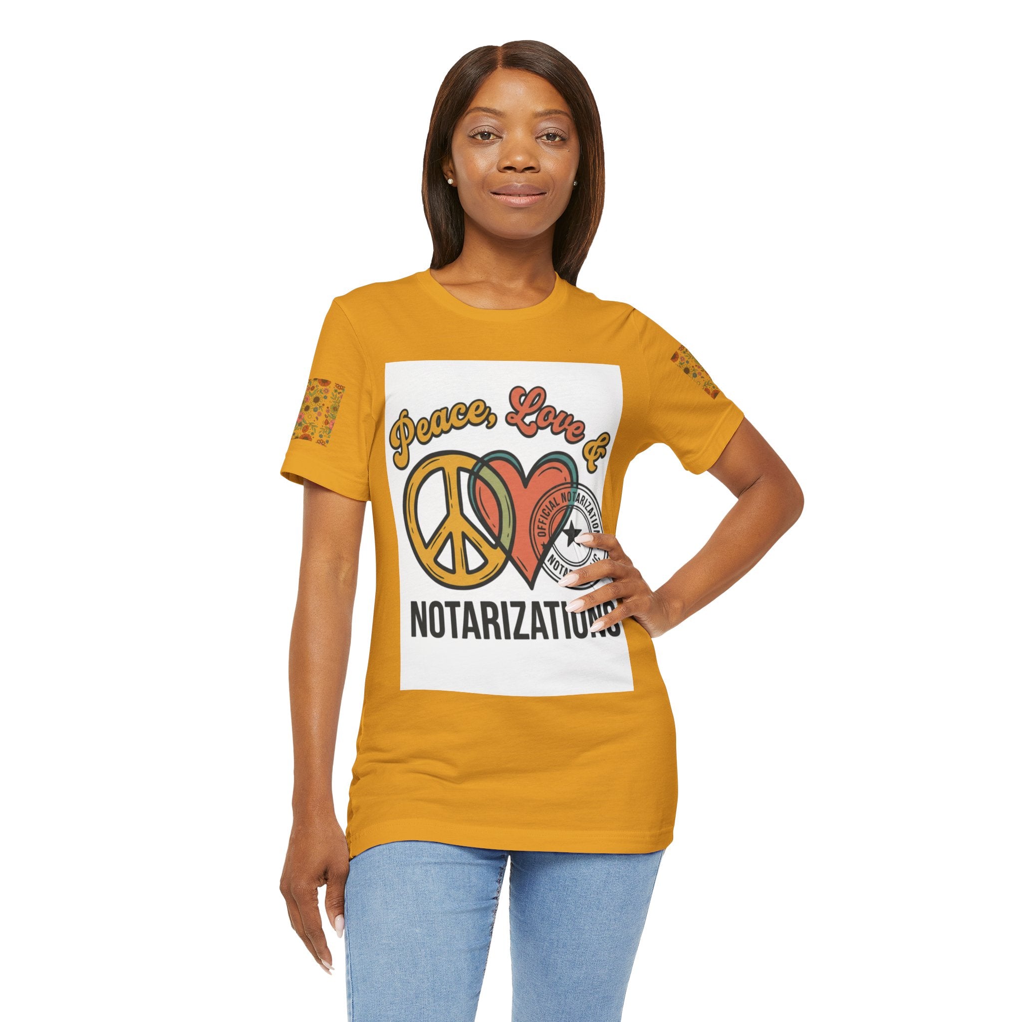 Peace, Love & Notarizations Unisex Jersey T-Shirt ☮️❤️🖋️