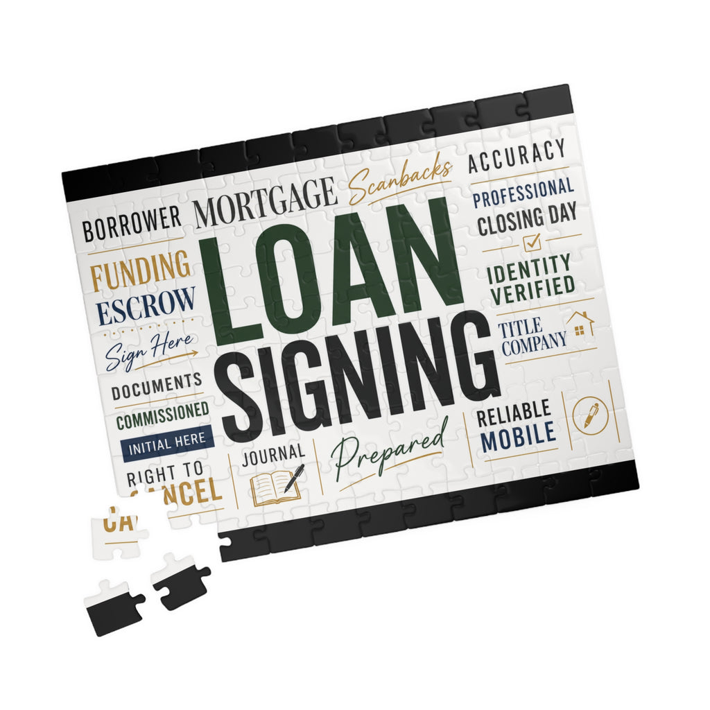 Loan Signing Word Art Jigsaw Puzzle | 110, 252, 520 & 1,014 Pieces