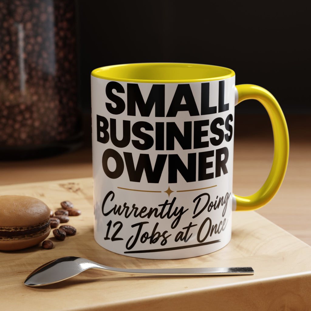Small Business Owner Mug | “Currently Doing 12 Jobs at Once” Funny Entrepreneur Coffee Cup