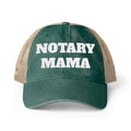 Notary Mama Women's Washed Mesh-Back Cap | Daisy Ponytail Trucker Hat for Mobile Notaries
