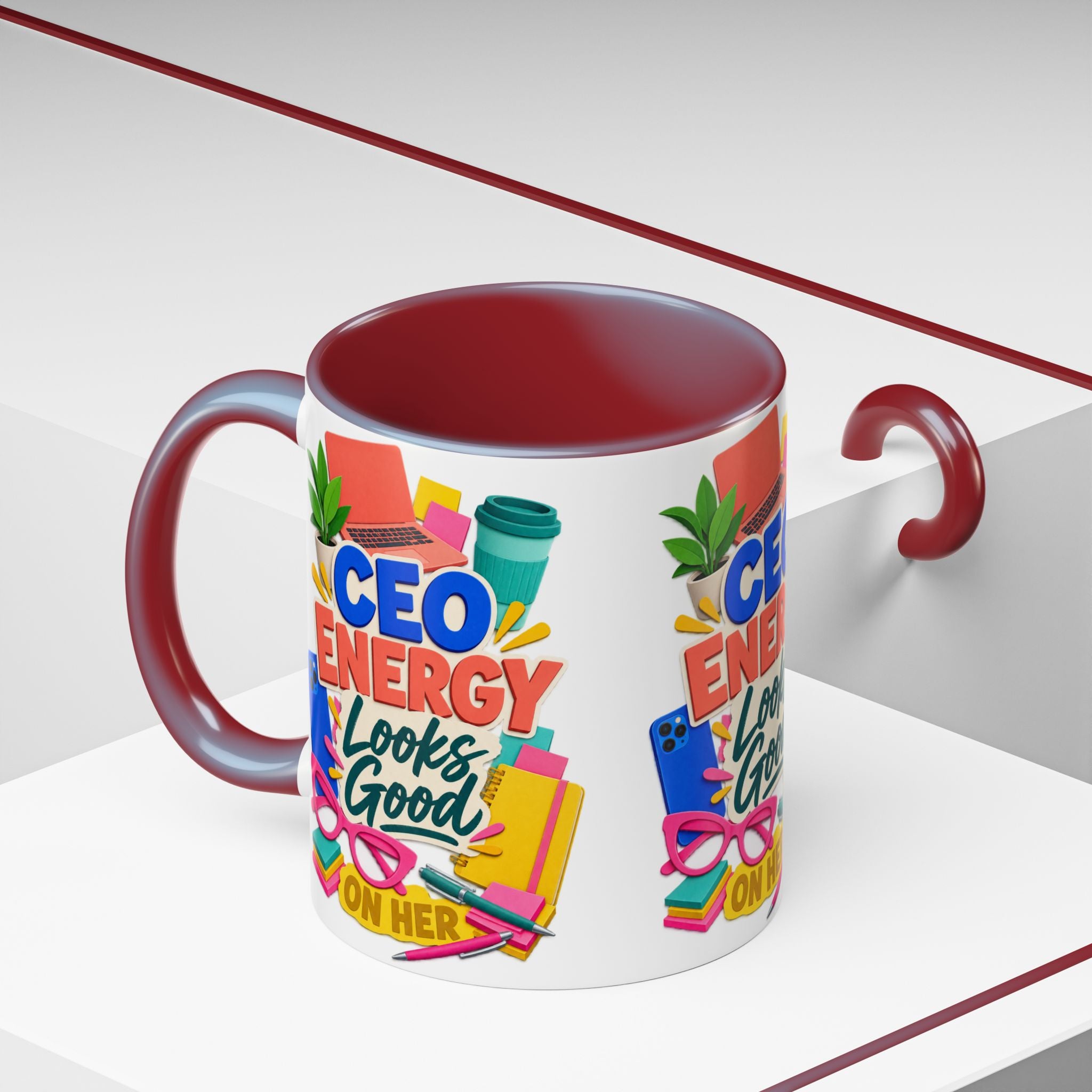CEO Energy Looks Good on Her Mug | Women in Business Coffee Cup | Female Entrepreneur Gift | Boss Lady Office Mug