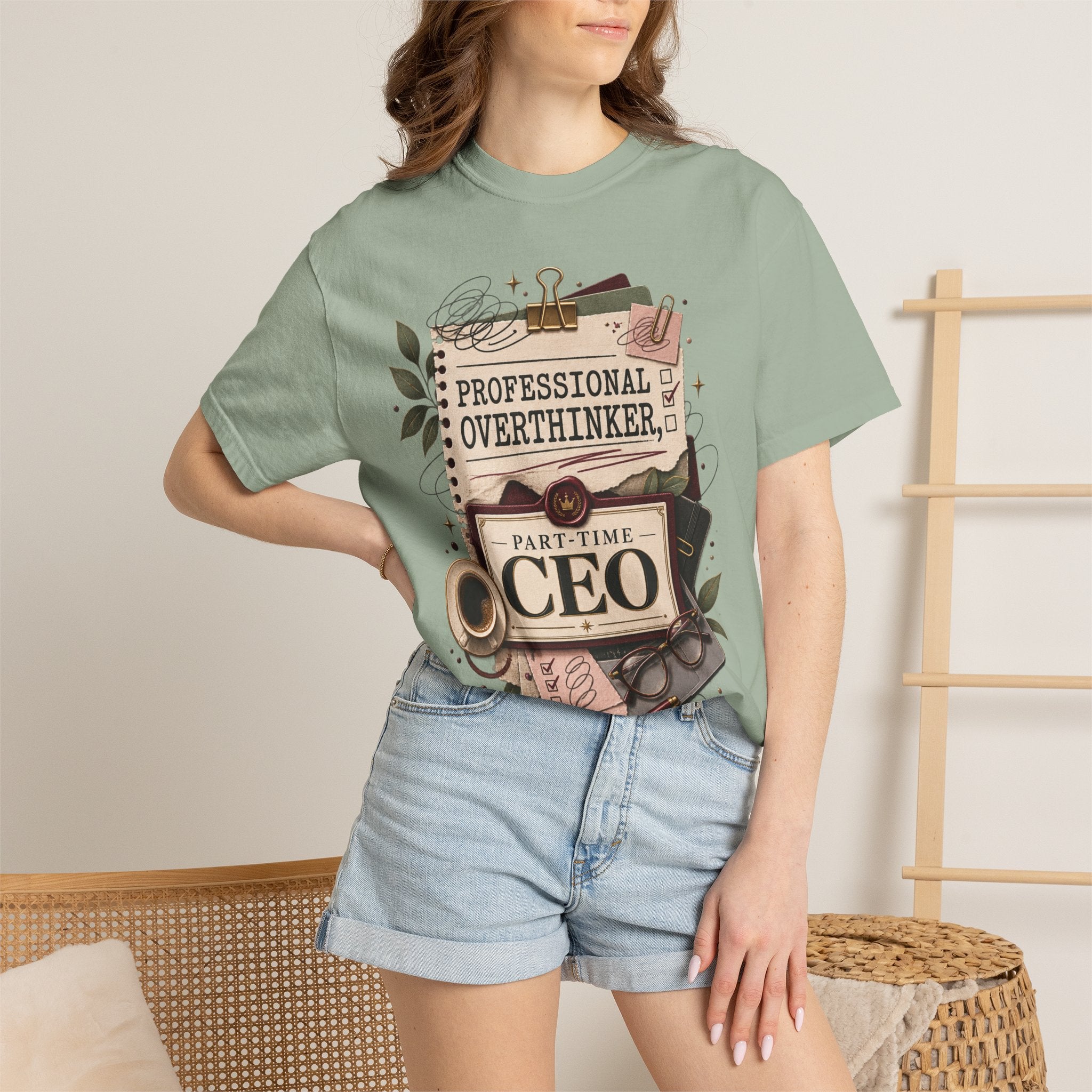 Professional Overthinker Part-Time CEO T-Shirt | Funny Small Business Owner Graphic Tee | Entrepreneur Gift | Garment-Dyed Shirt