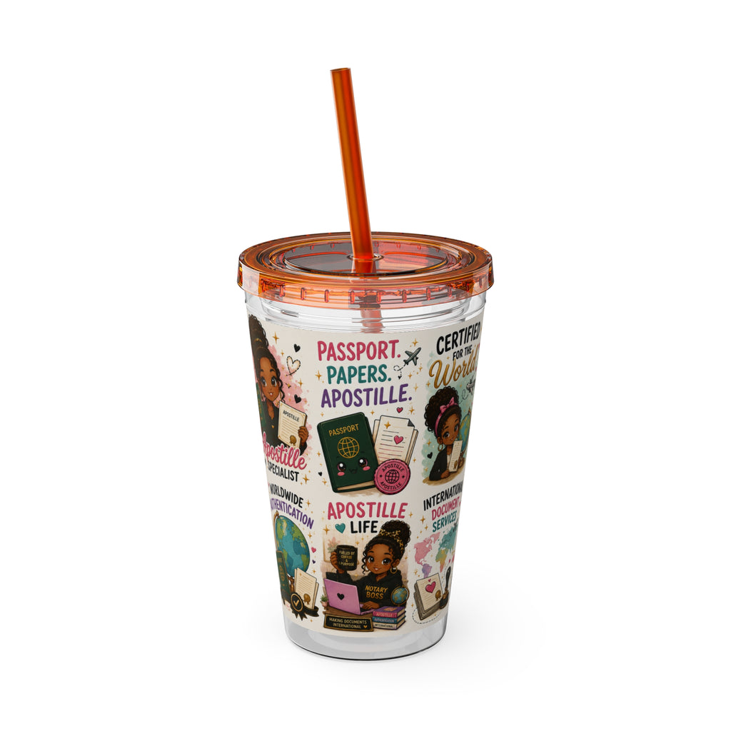 16 oz Acrylic Tumbler – Apostille Specialist Travel Collection | Double-Wall Notary Cup with Straw