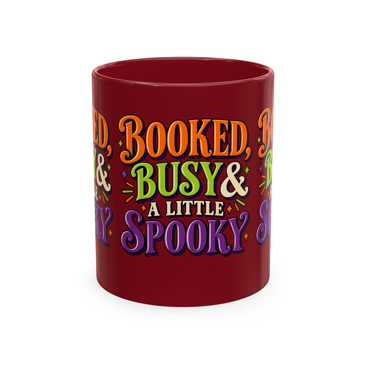 Booked, Busy & a Little Spooky Mug — Halloween Book Lover Coffee Cup