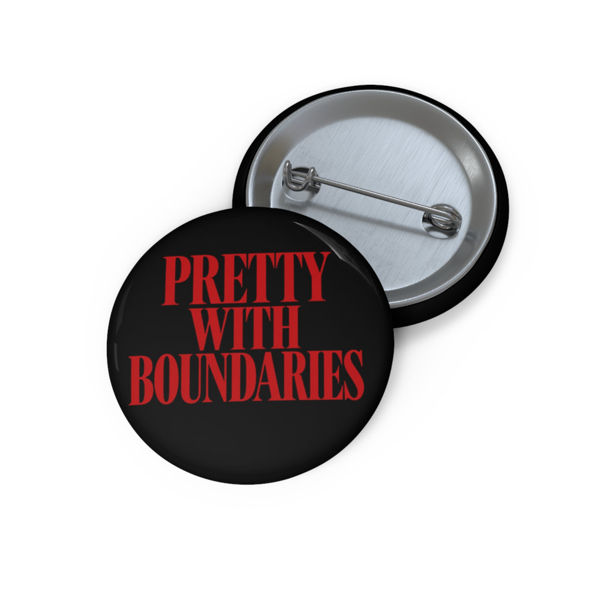 Pretty With Boundaries Pin Button — Red & Black Statement Accessory