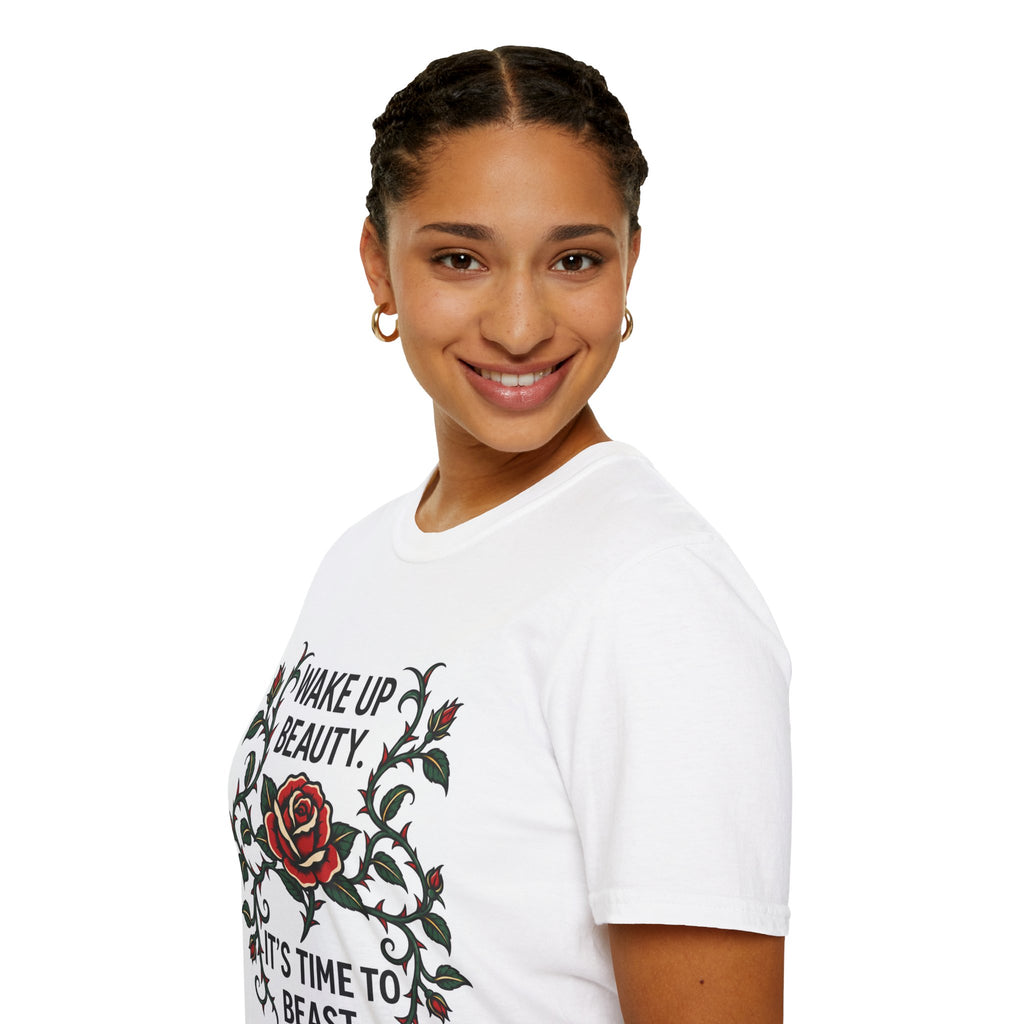 Wake Up Beauty, It’s Time to Beast Tee — Rose & Thorn Graphic Shirt