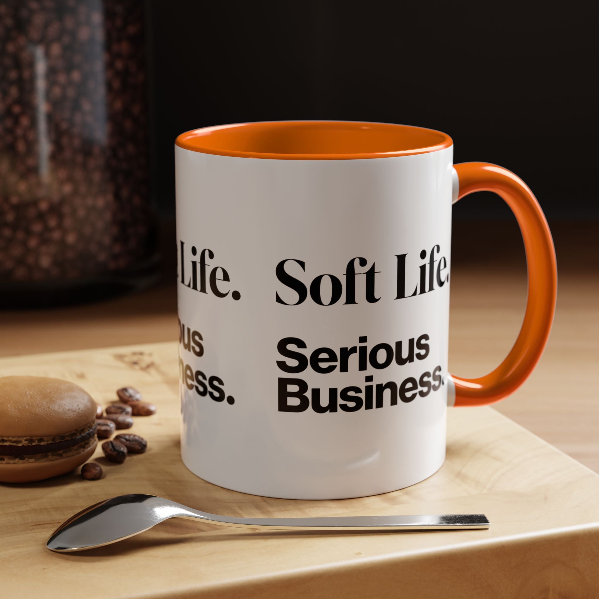 Soft Life. Serious Business. Accent Mug — Entrepreneur & Business Owner Coffee Cup