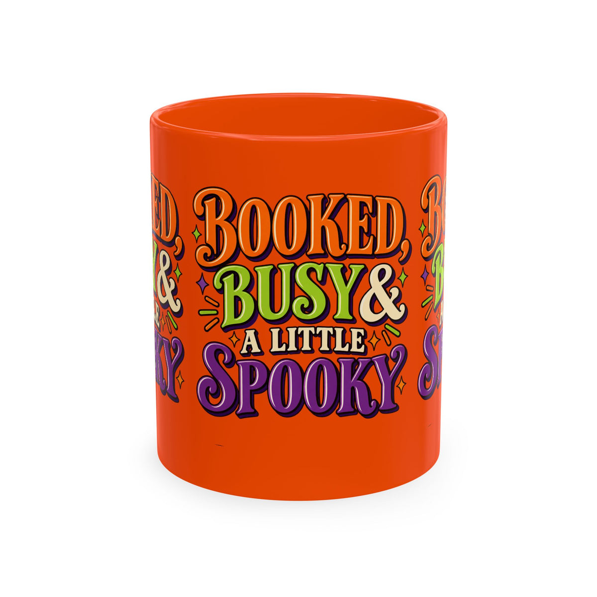 Booked, Busy & a Little Spooky Mug — Halloween Book Lover Coffee Cup
