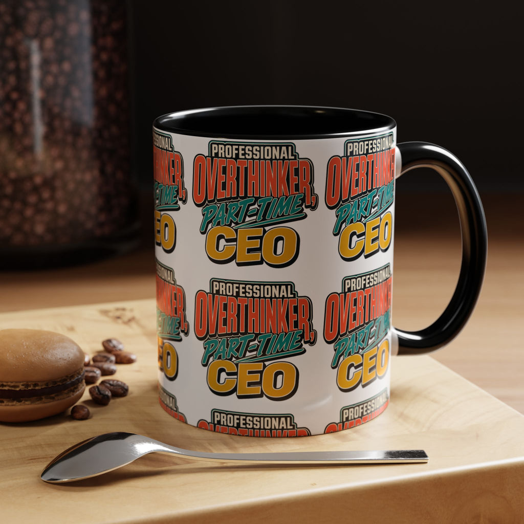 Professional Overthinker Part-Time CEO Mug | Funny Small Business Owner Coffee Cup | Entrepreneur and Side-Hustle Gift