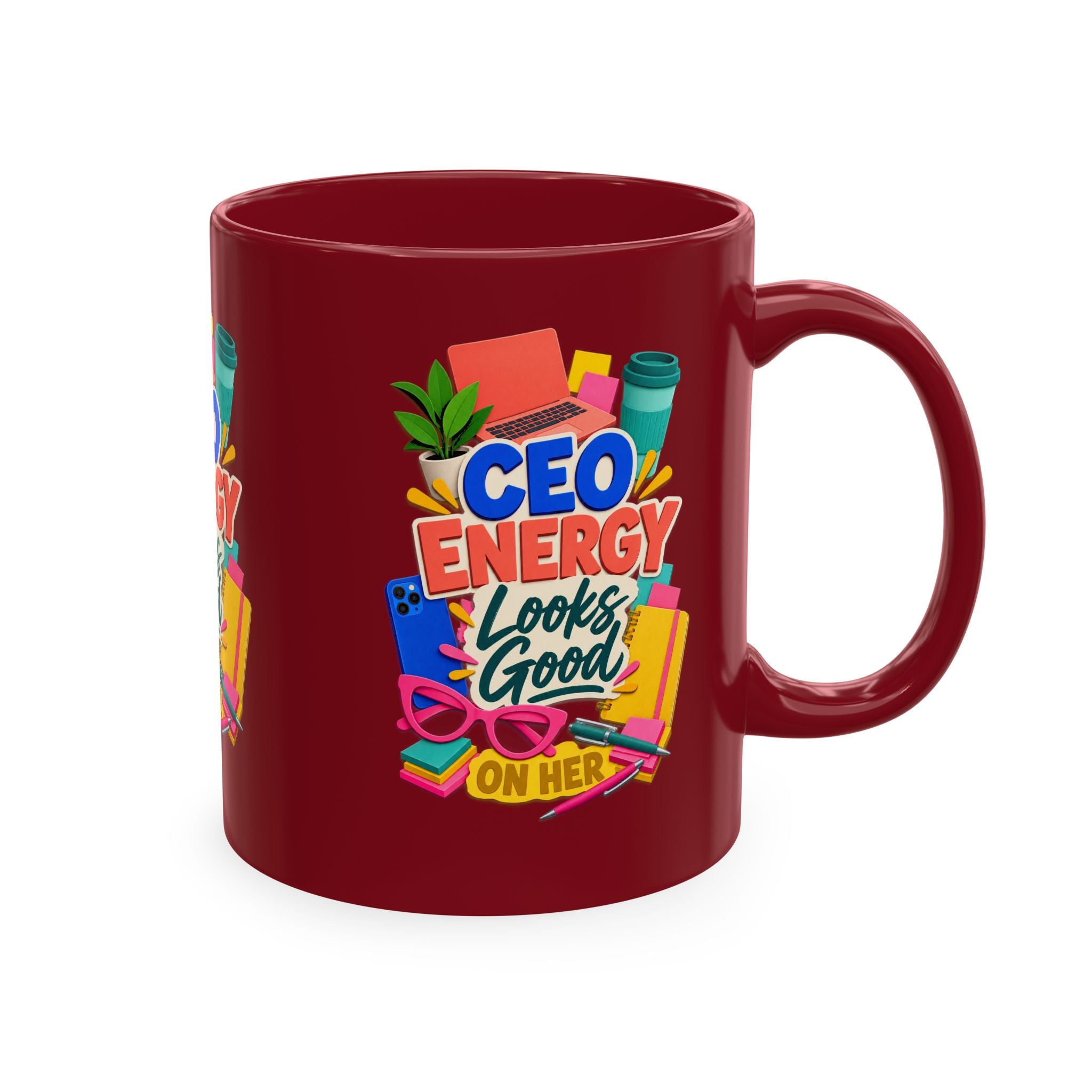 CEO Energy Looks Good on Her Mug | Women in Business Coffee Cup | Female Entrepreneur Gift | Boss Lady Office Mug