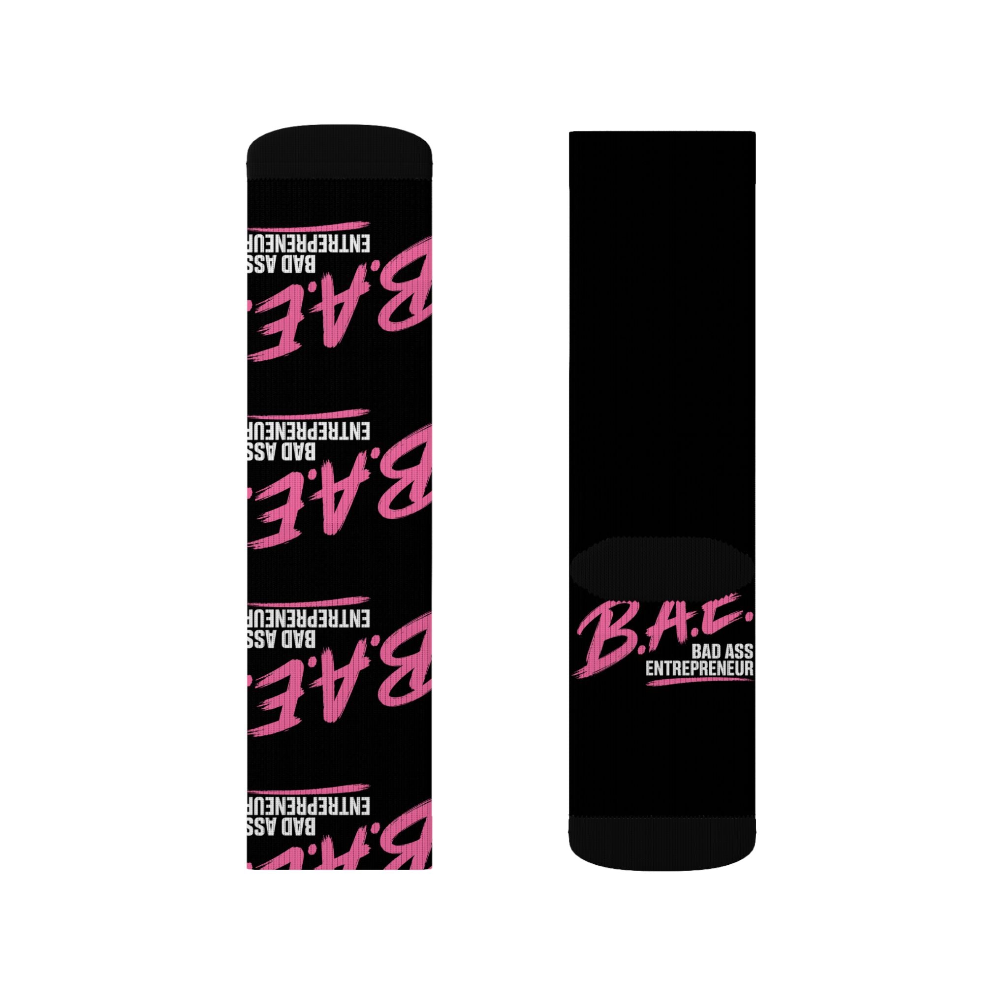 B.A.E. Crew Socks | Bad Ass Entrepreneur Black & Pink Socks | Gift for Business Owners
