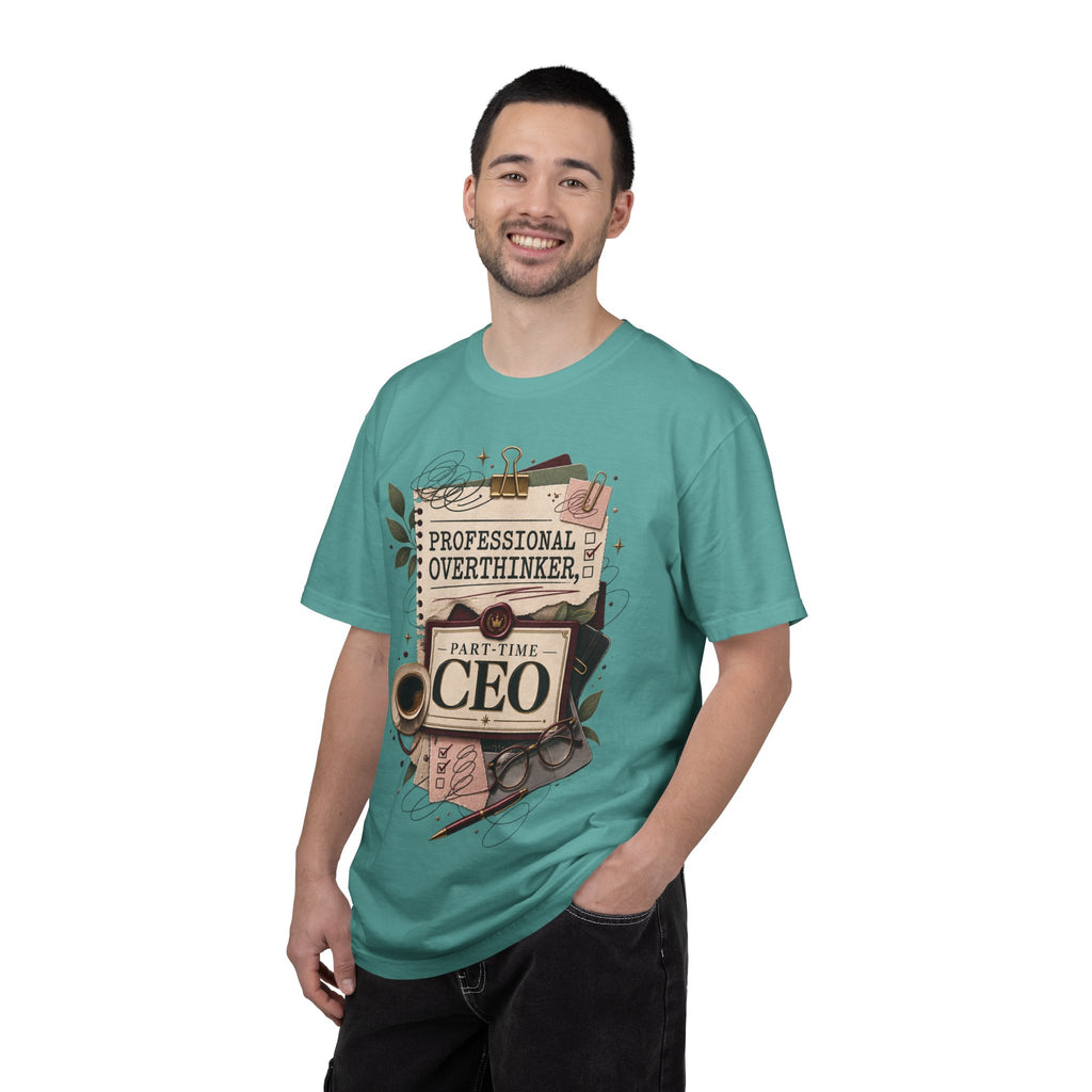 Professional Overthinker Part-Time CEO T-Shirt | Funny Small Business Owner Graphic Tee | Entrepreneur Gift | Garment-Dyed Shirt